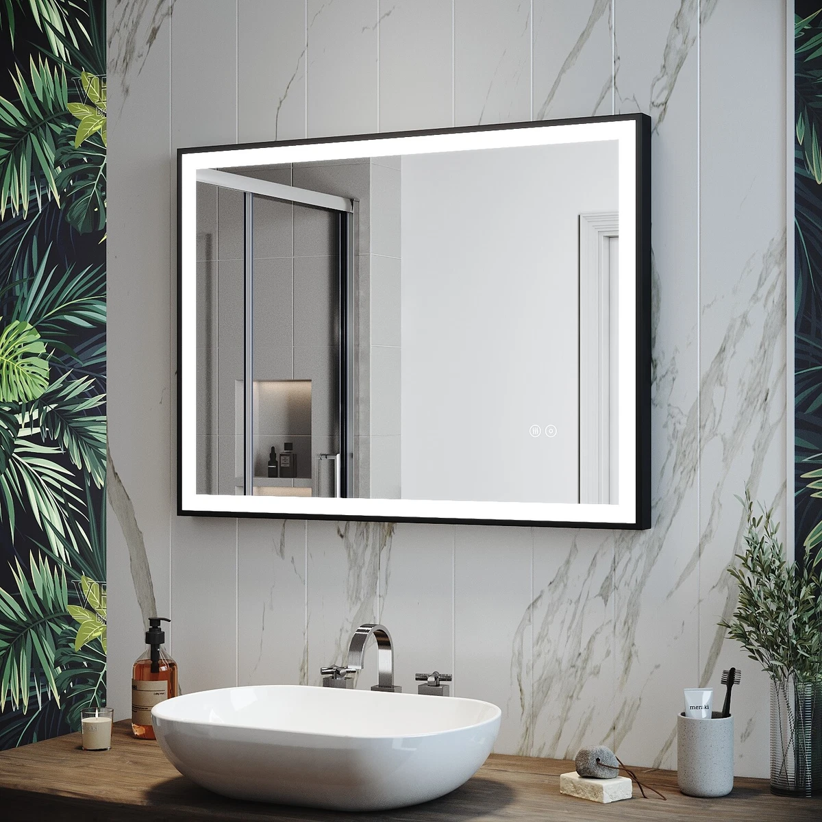 Led bathroom mirror on sale with demister 800x600