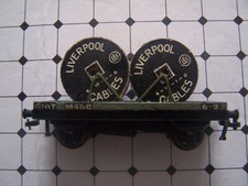 MODEL RAILWAY, HORNBY DUBLO, MECCANO, LOW SIDED WAGON, CABLE DRUMS, OO GAUGE