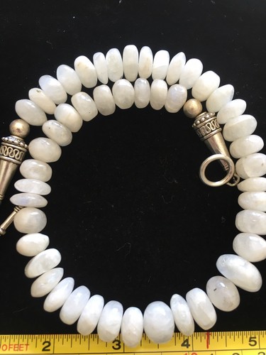 Huge Beaded 19 Inch Natural Rainbow Moonstone Necklace 108 Grams!!! - Picture 5 of 10
