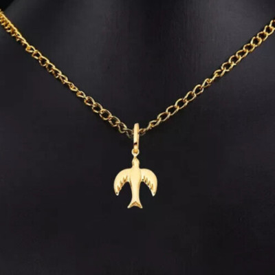 14K Yellow Gold Plated 925 Sterling Silver Fancy Flying Bird Pendant 100 % Pure