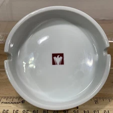 Ashtray Ceramic Vintage 4" Red Rim Falcon Eagle Hold 2 Cigarette