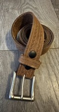 Vintage Vanderbilt Brown Leather Tooled Belt Sz 32 226 Made In USA