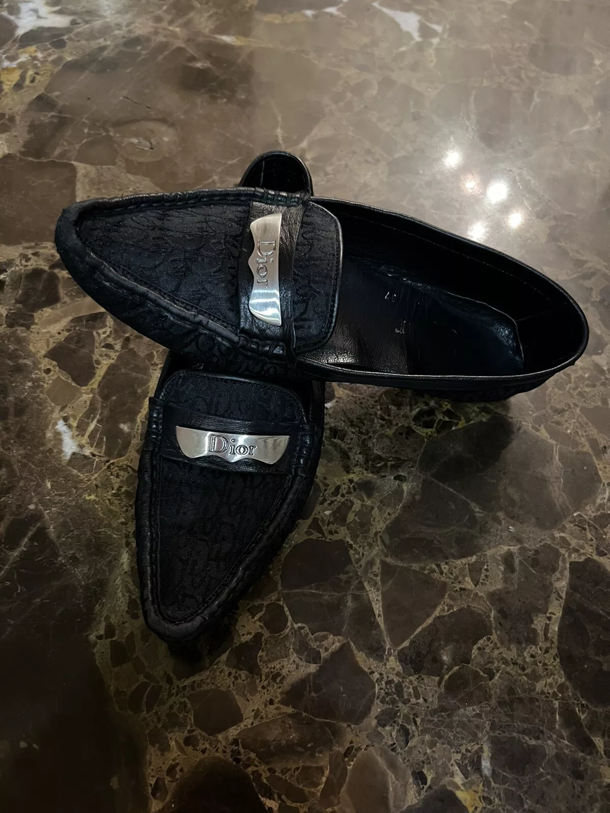 Mocassins plats de ballet Dior Monogram pour femmes taille 37 US 6,5 noirs à enfiler