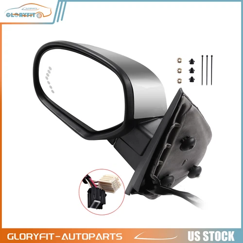 Driver LH Side Power Memory Heated Chrome Signal Mirror Fits 2007-2014 Chevy GMC
