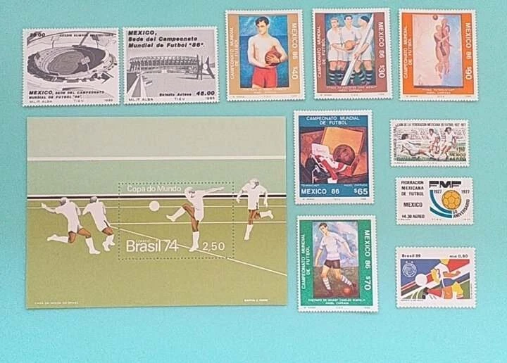 SELLOS DEPORTES BRASIL  FÚTBOL HB COPA DEL MUNDO 74+ BRASIL 1989+MEXICO 1985 423 - Imagen 2 de 4