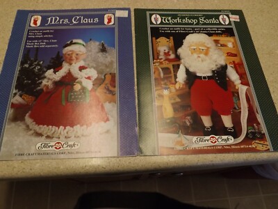 Lot (2) Fibre Craft Crochet Patterns Workshop Santa & Mrs. Claus Vintage 1992