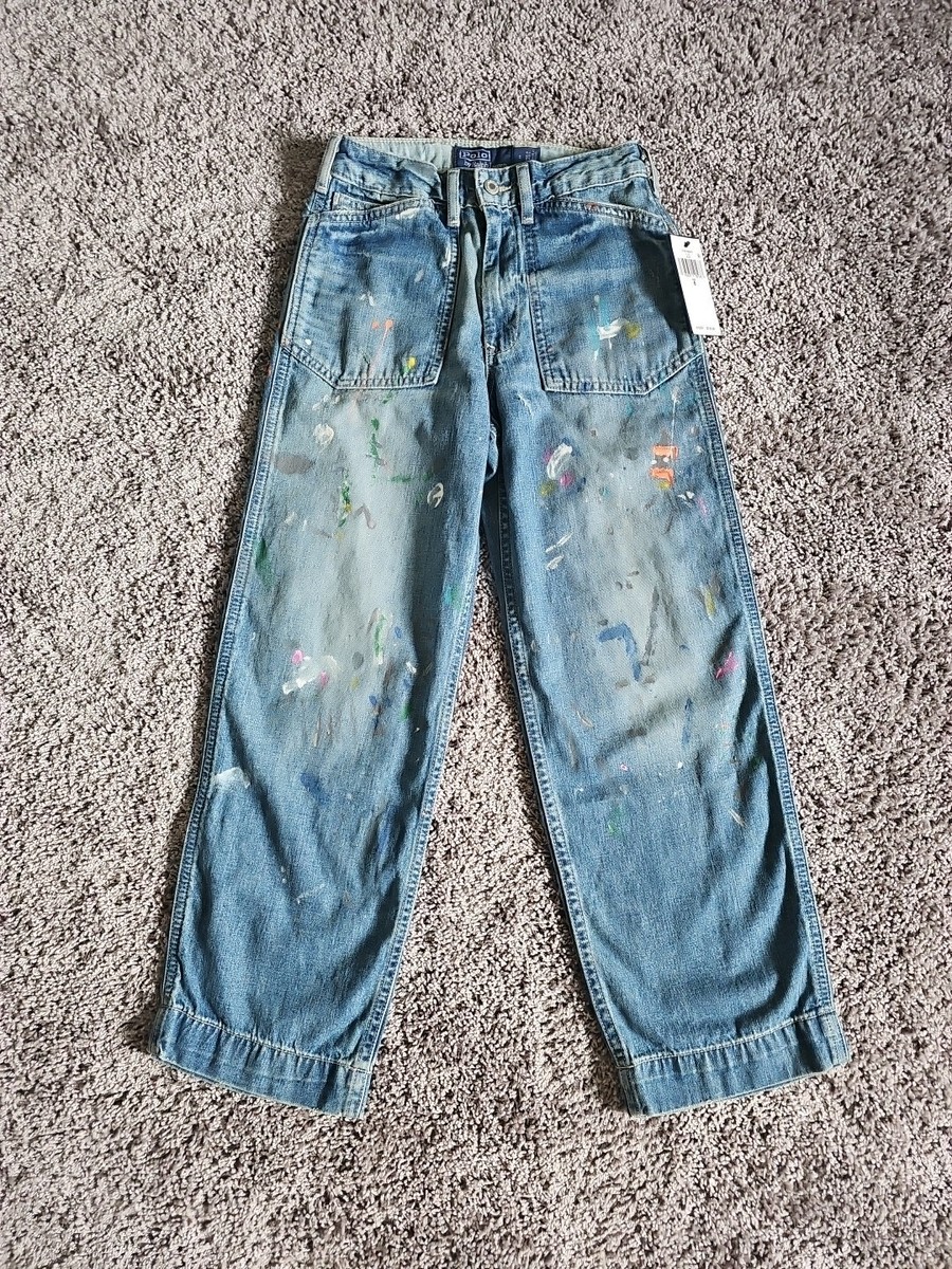Ralph Lauren Polo Distressed Paint Splatter Jeans Size 8 NWT