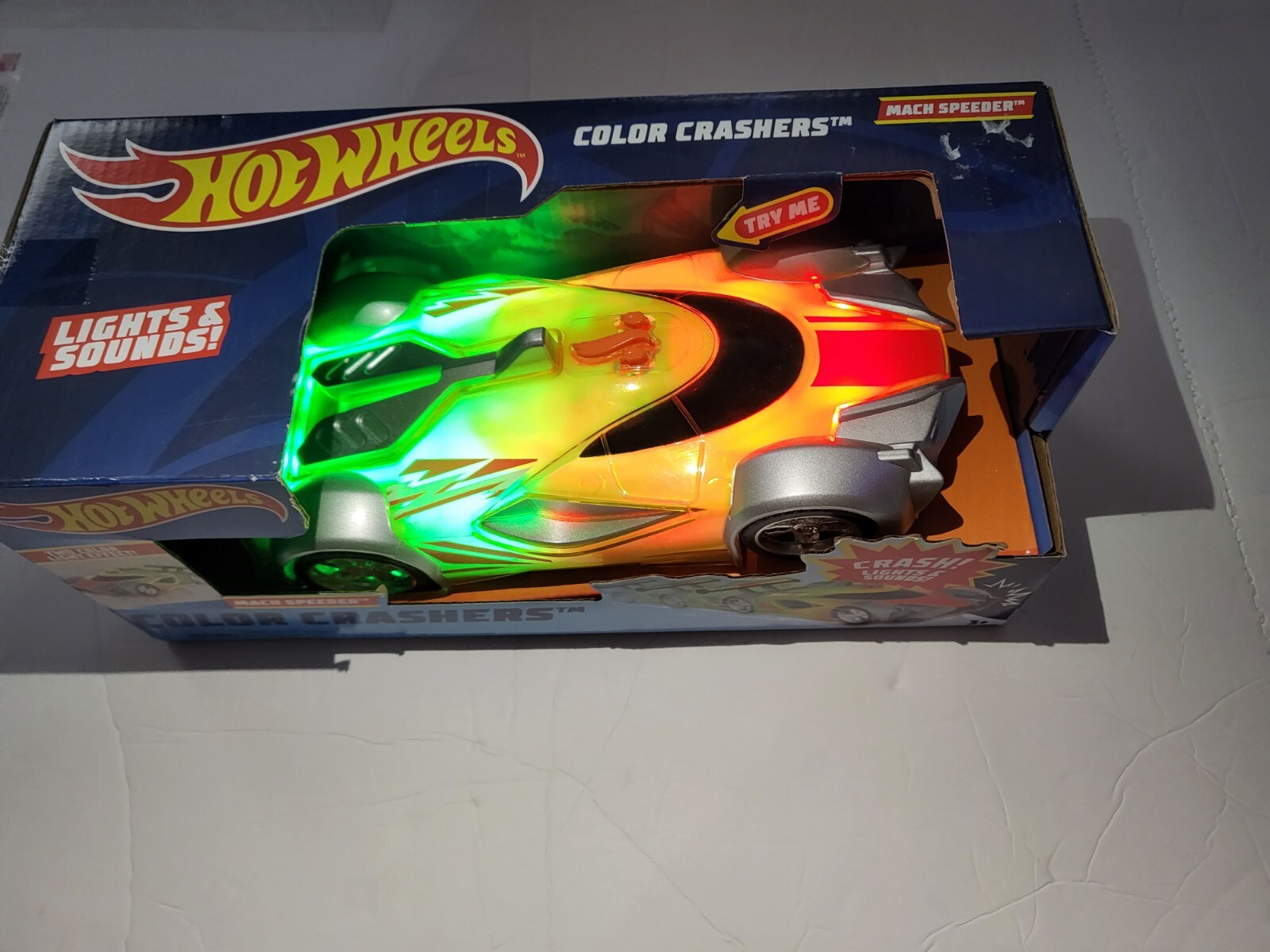 Hot Wheels Color Crashers Asst., Mach Speeder, Multi-color NEW. Yellow ...