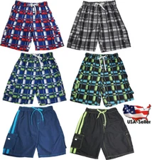 New Norty Mens Cargo Striped & Plaid Boardshort Swim Trunks - Sizes S - XL
