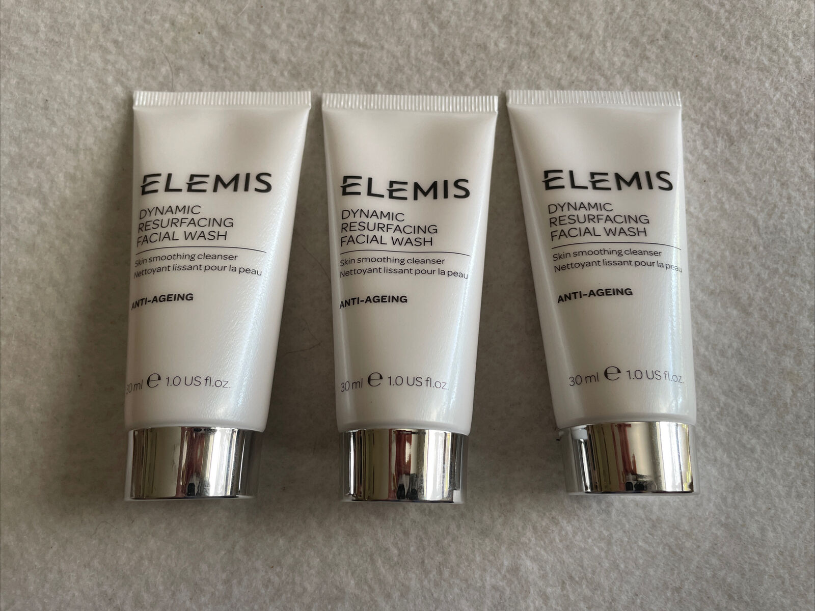 3 x Elemis Dynamic Resurfacing Facial Wash 1oz /30mL Travel Size = 90mL cleanser