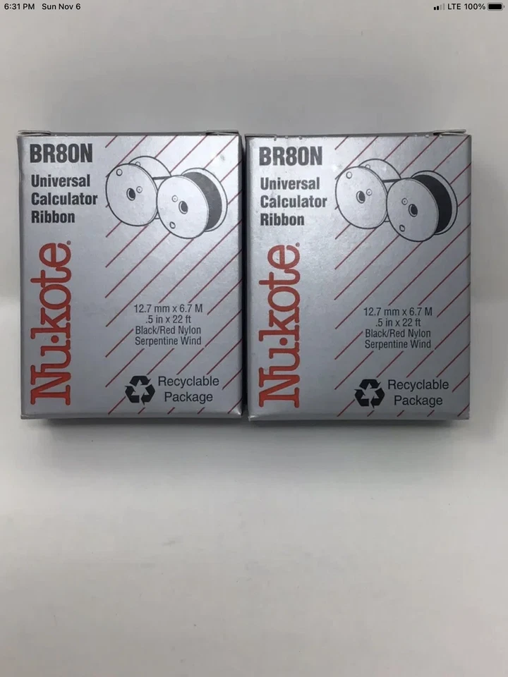Lote de 6 Cinta Calculadora Universal NuKote BR80N 1/2" X 7 Yardas De Colección Nos Foto 2 de 4