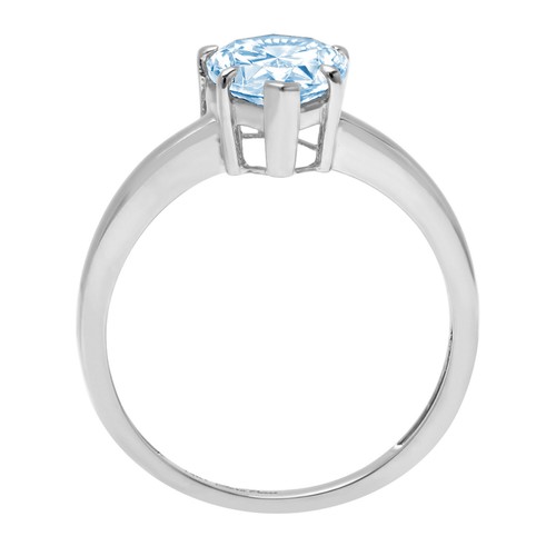 Verlobungsring 1 kt Birnenschliff blauer Stein Hochzeit Braut Versprechen 14 kt Weißgold - Bild 9 von 11