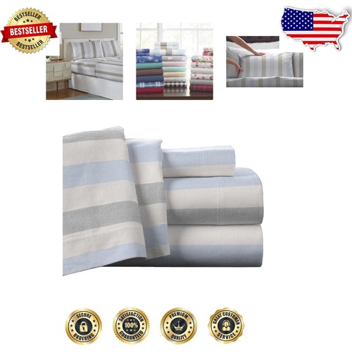 Elegant California King Deep Pocket Flannel Sheet Set with Oversized Flat Sheet