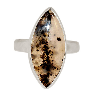 Natural Montana Agate From The Yellowstone River 925 Silver Ring s.5 ALLR-28838