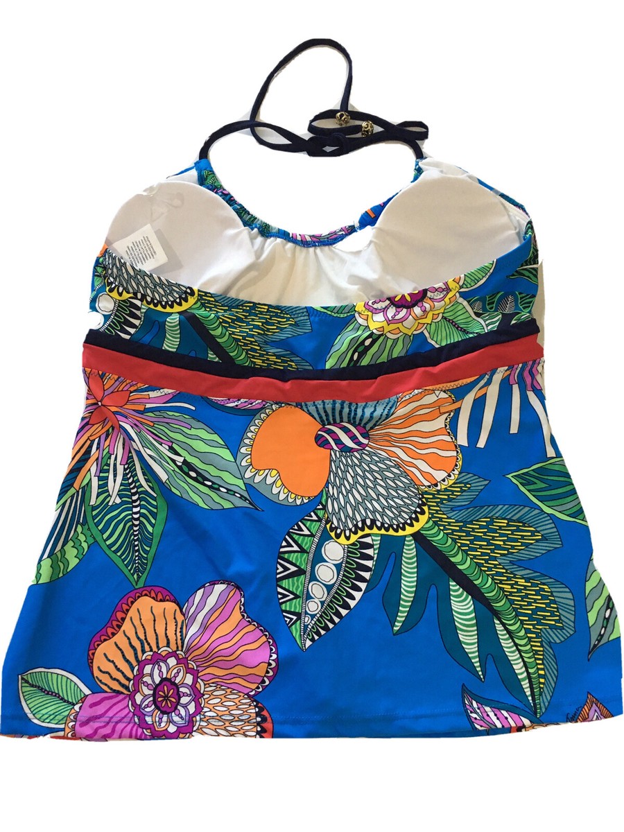 Ensemble De Bain Tankini Trina Turk 'Paradise' - Taille 2 - Multicolore Plumes - NEUF étiqueté