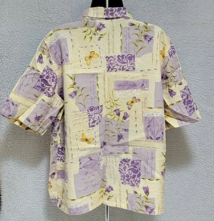 Camisa Top Blusa Mujer Dressbarn Talla 1X Multicolor Floral Lino Foto 4 de 4