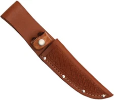 BROWN LEATHER SHEATH FOR UP TO 5" STRAIGHT NARROW FIXED BLADE KNIFE, SH1134