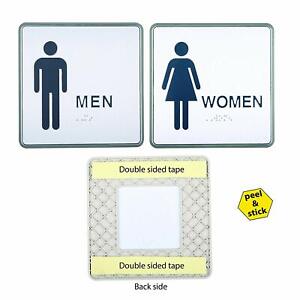Men/Woman M&T Displays Decorative Restroom Bathroom Toilet Sign Silver Look