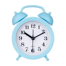 Kids Double Bell Battery Operated Analog Mini Round Bedside Alarm Clock