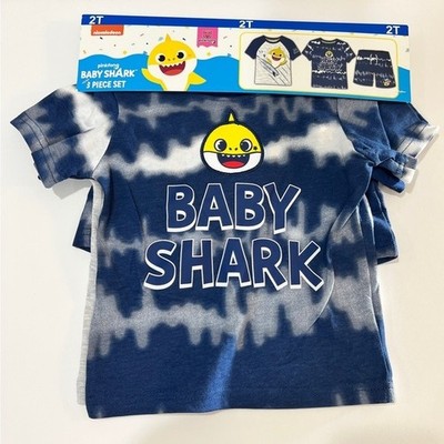 Boys Baby Shark Active 3 Piece Tee & Shorts Outfit Set Size 2T Pinkfong