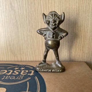Vintage Brass Cornish Piskie / Pixie Ornament Polperro Tourist Ware. 7cm.