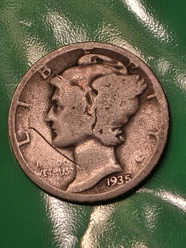 1935 P  "Hard Times"  Mercury Dime  Good Readable Date    90% SILVER  COIN