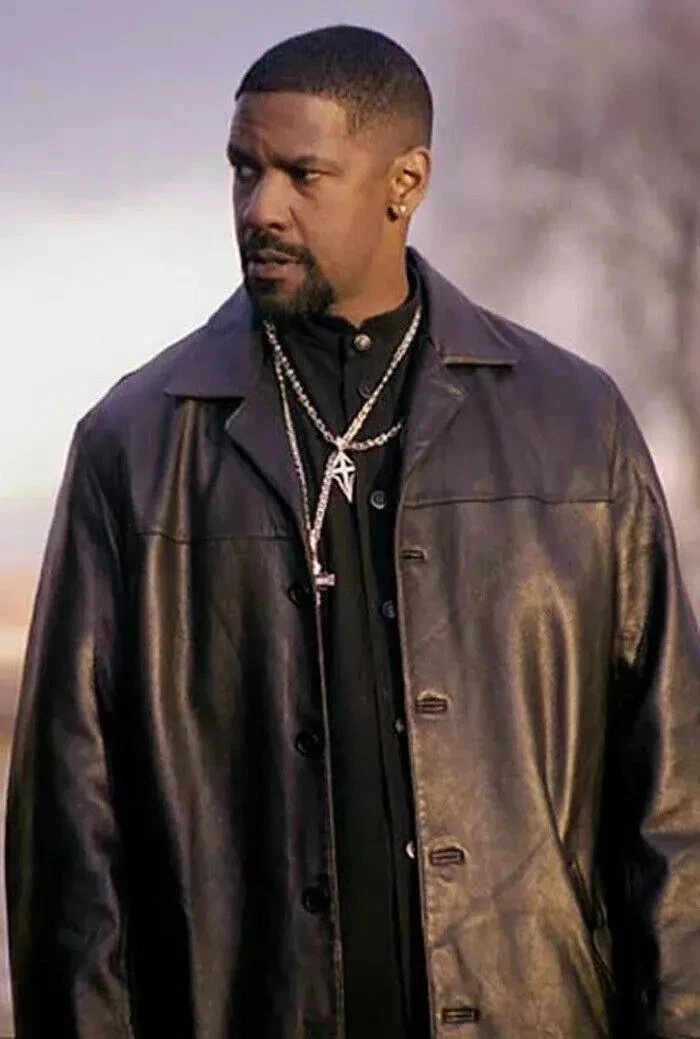 Denzel Washington Training Day Black Sheepskin Leather Jacket for Men