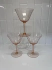 Vintage Pink Depression Glass Martini Cocktail Glasses Set Of 3