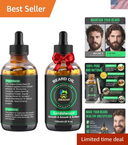 Sandalwood Beard Oil 4.25 oz - Ideal Moisturizer and Conditioner for All Beards