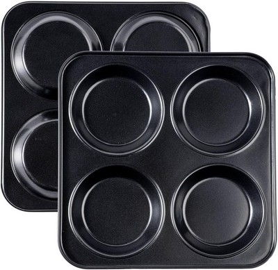Yorkshire Pudding Pan, 4 Inch Muffin Top Pans 2 Pack Nonstick Hamburger Whoop.