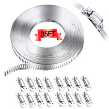 304 Stainless Steel Hose Clamp Assortment Kit,Diy 35FT Metal Strap + 16 Stronger
