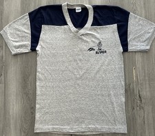 Rare Vintage 1970s Made In The USA Grey and Navy Champion Aspen T-shirt