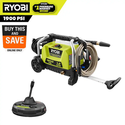 #ad 1900 PSI 1.2 GPM Cold Water Wheeled Electric Pressure Washer with 12 In. Surface $189.63