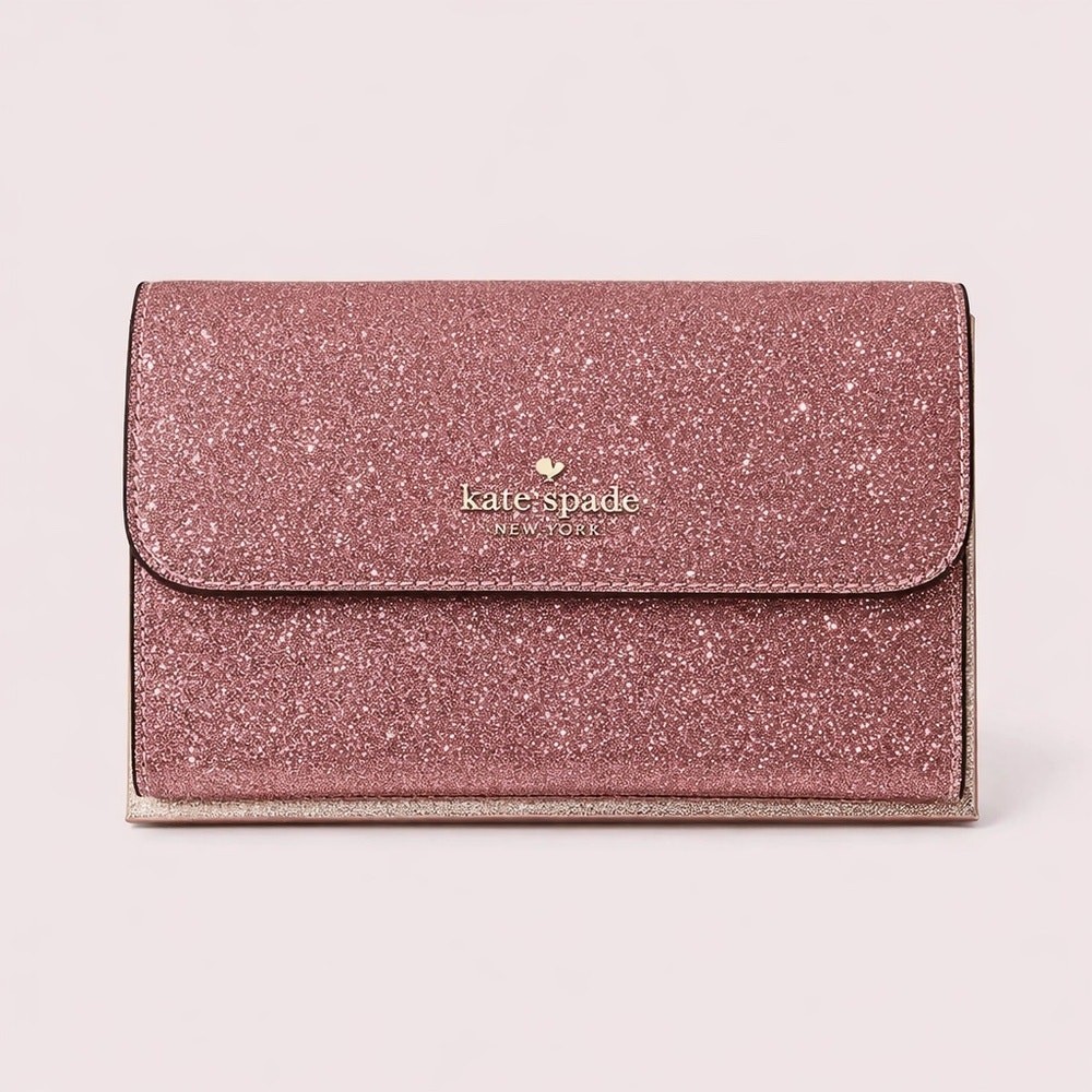 NWT‎ Kate Spade Pink Glitter Wallet Wristlet Kate Spade Pink Glitter Wristlet Satchel Kate Spade Lola  main image 3