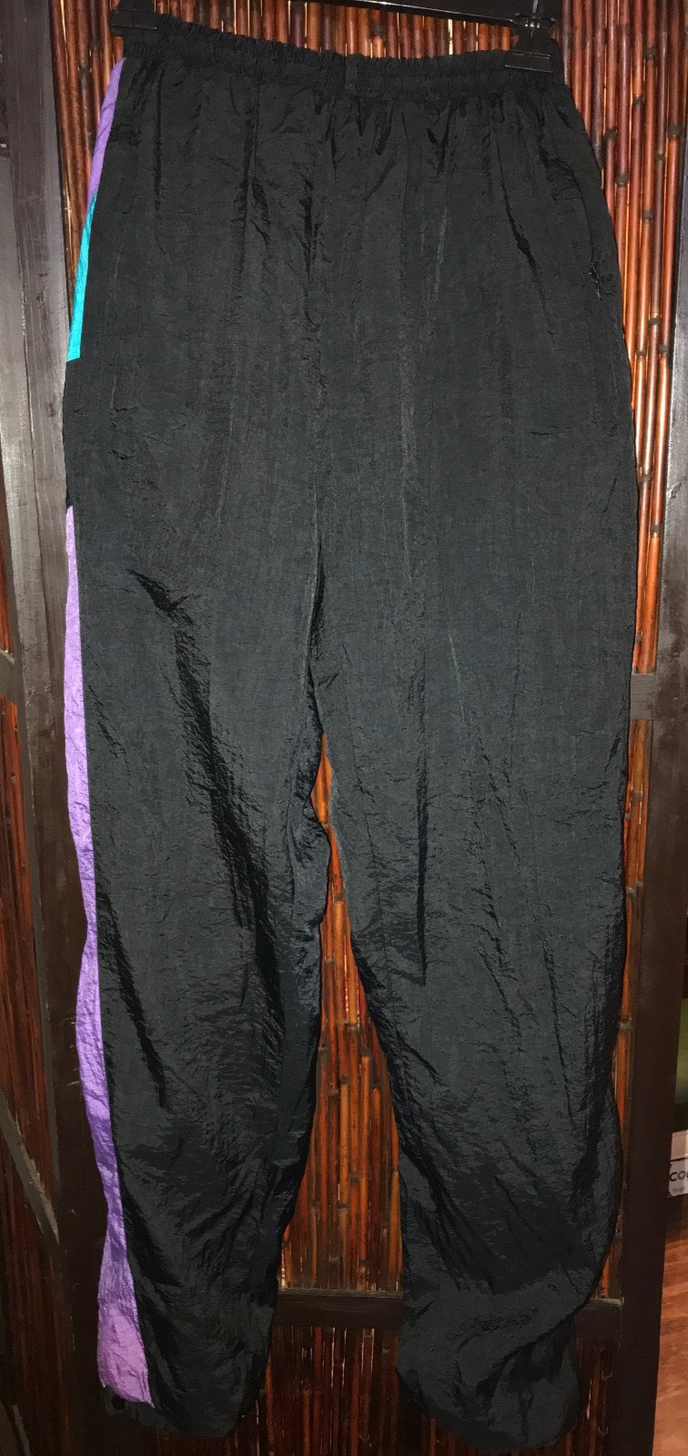 Vintage Givenchy Activewear Medium Black Purple Nylon Track Pants Windbreaker thumbnail 8