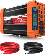 1000Watt Pure Sine Wave Inverter 12V DC to 120V AC for RV, Truck, Off-Grid, Sola
