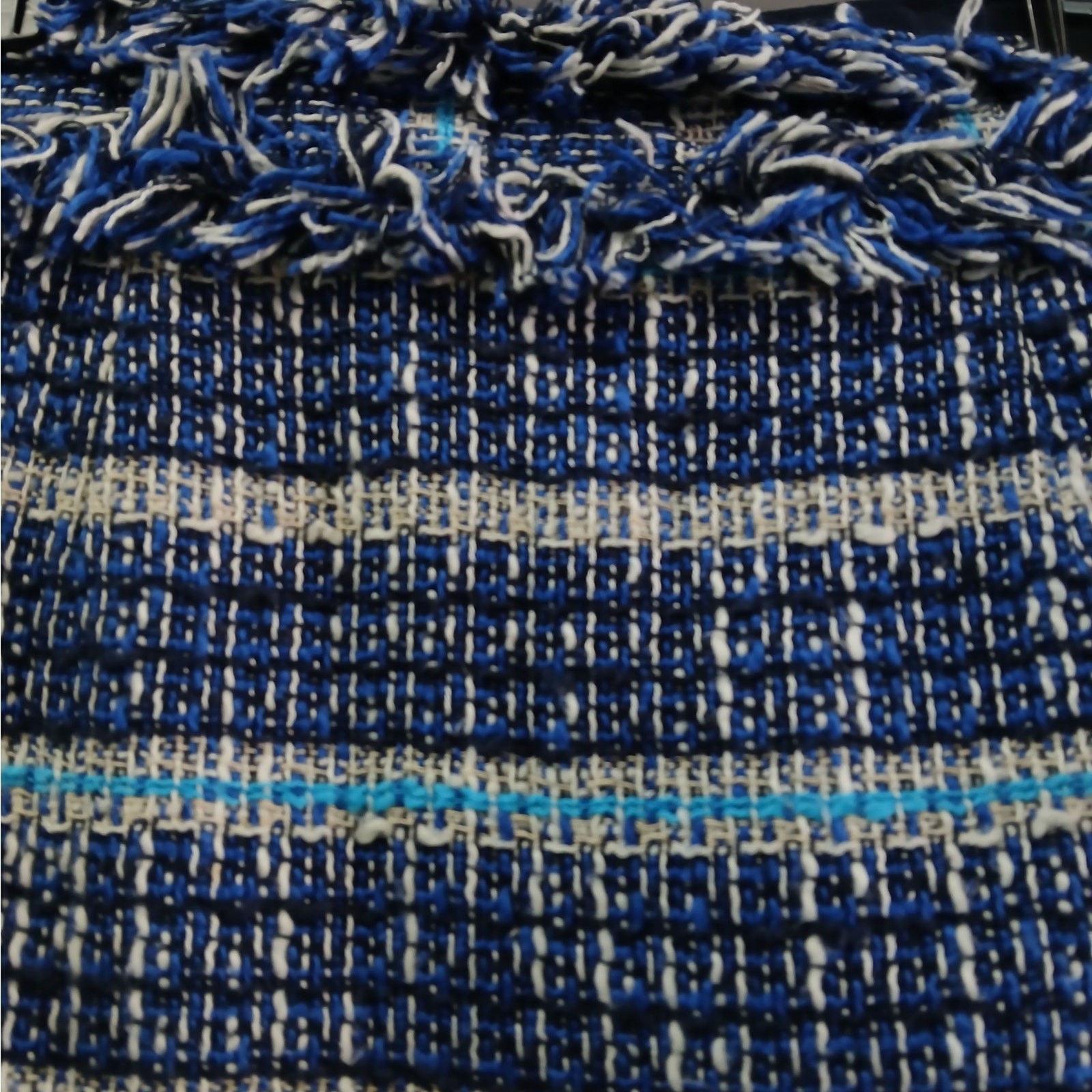 Tory Burch Normandy Blue Nora Skirt Women's 2 Tweed Fringe Artsy Boho Luxury  thumbnail 8