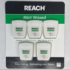 Johnson Johnson Reach Mint Waxed Dental Floss Pack Total 500yd 5 pack