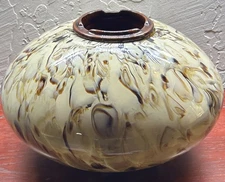Hand Blown Marbled Glass Design Fire Pot- Hot Pot- Table Top