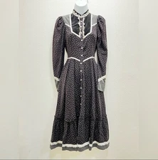 Vintage Gunne Sax Dress Sz 9 Calico Floral Prairie Cottage Core Western 1970s