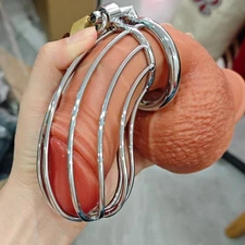 Stainless Steel Metal Male Chastity Cage Bird Device Restraint with Lock Bondage