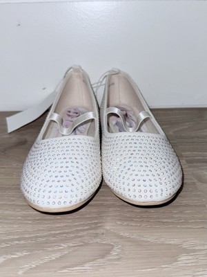   H&M Ivory/Cream Rhinestone Disney Elsa Ballet Flats  