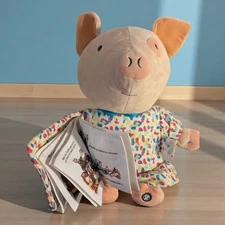 14" Zoobies "If You Give A Pig A Party" Plush w Cloth Book, Tummy Stuffed 
