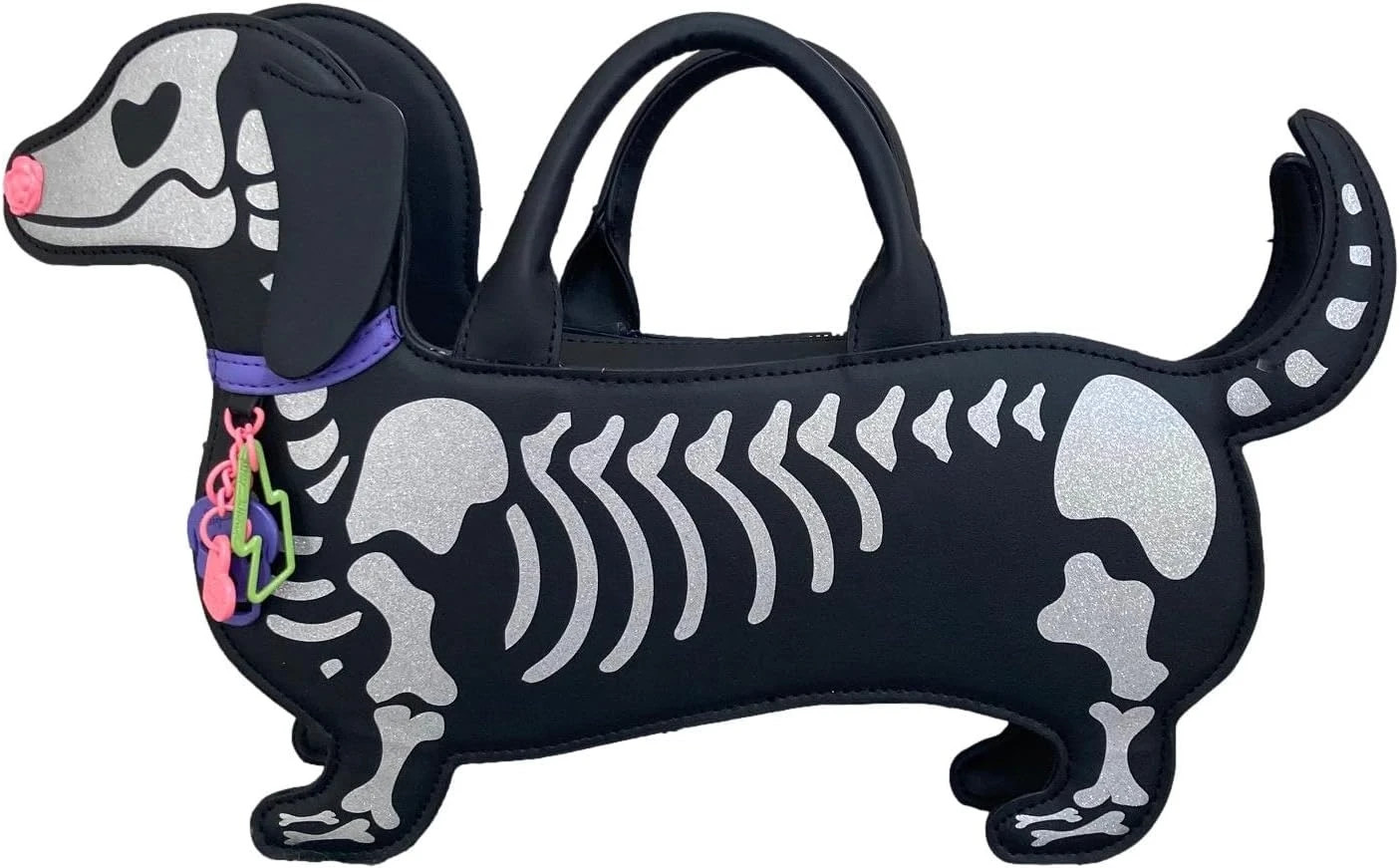 Betsey Johnson Kitsch Weenie Dachshund Halloween Glitter Bone Skeleton Dog BNWT