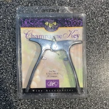 Champagne Key, Chrome Champagne Bottle Opener By Epic Products Made In Italy New