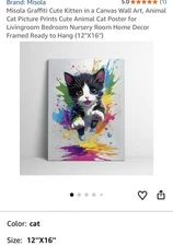 Misola Graffiti Cute Kitten in a Canvas Wall Art (12x16”)