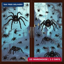 53 PCS Spider Halloween Decorations, Halloween Window Clings for Home Glass
