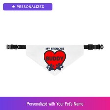 Custom French Bulldog Frenchie Paw Print Dog Bandana Personalized Pet Name