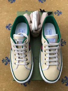 Gucci Baskets Chaussures Tennis 1977 Web Vert Bas Homme UK 7 US 8 41 Neuf