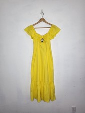 FARM RIO Bandeau Ruffle Midi Dress Women's Size XXS Smocked Yellow NWT $198